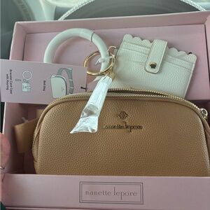 Nanette Lepore Tan and Cream Crossbody Bag